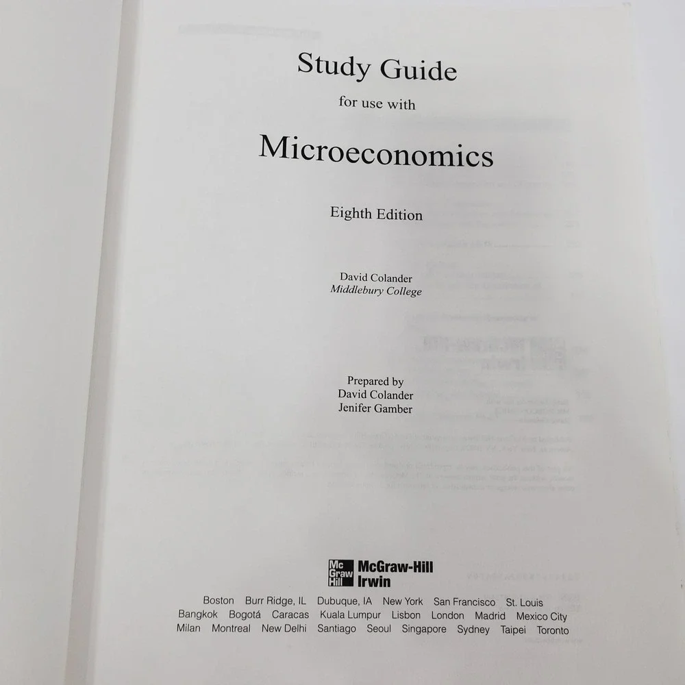 Study Guide to Accompany Microeconomics‎ David Colander 8th Ed Paperback Book